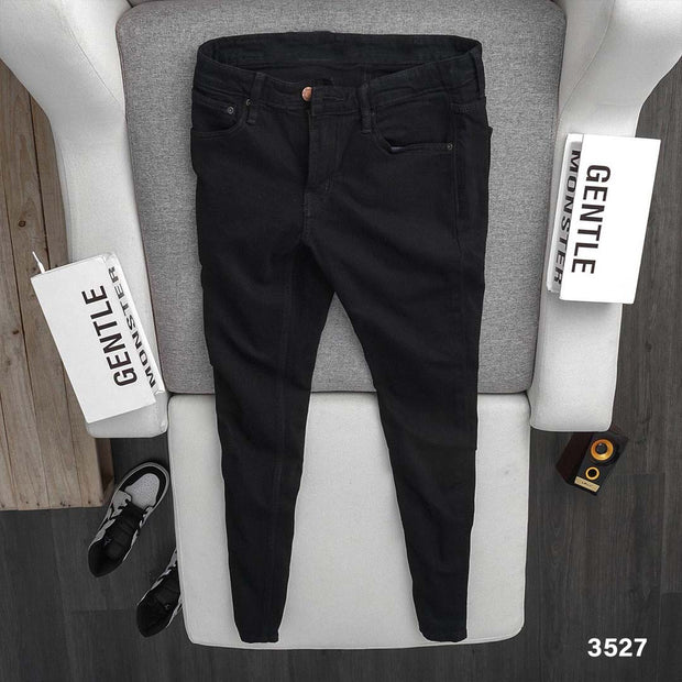 Jet Black Stretchable Jeans - 3527