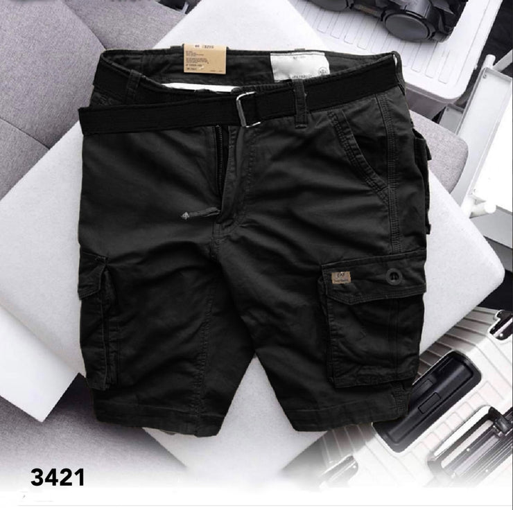 Black Cargo Shorts - 3421
