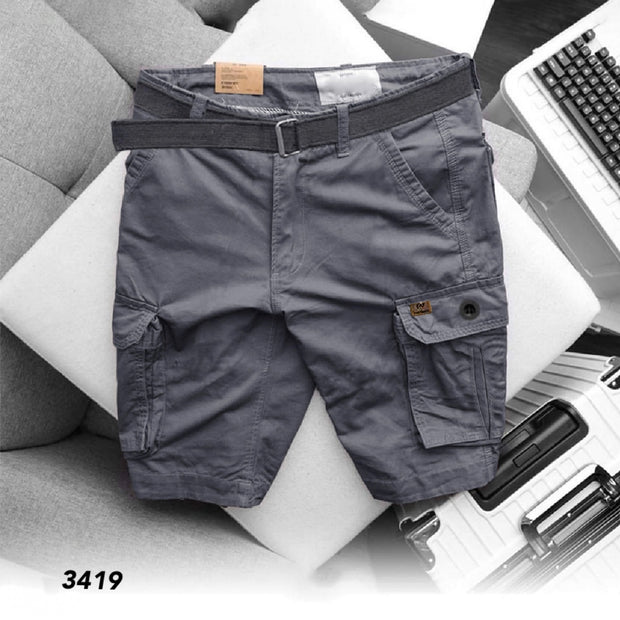 Grey Cargo Shorts - 3419