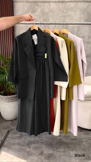 Women British Long Coat Set