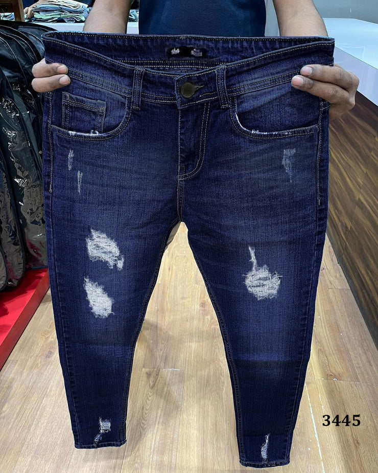 Dark Blue Dynamic Distressed Jeans - 3445