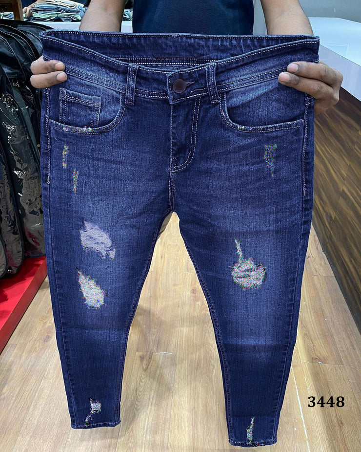Mid Blue Dynamic Distressed Jeans - 3448