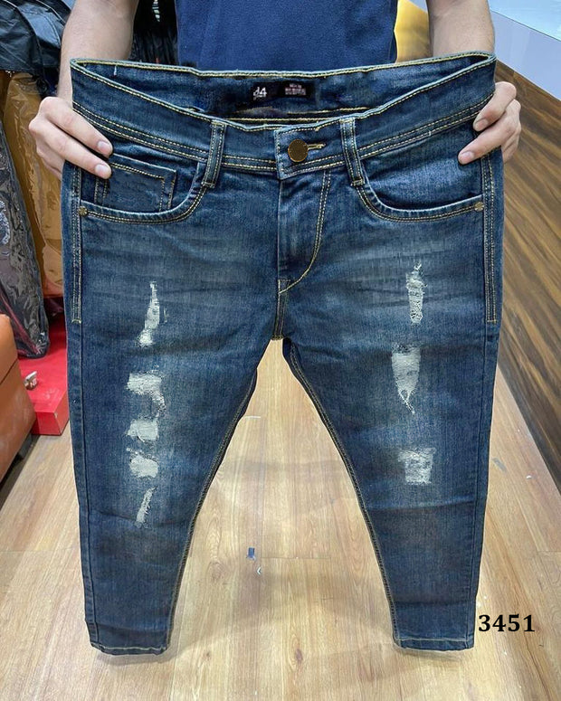 Mid Blue Faded Ripped Jeans - 3451