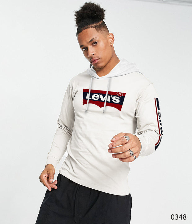 Tee Hoodie - White Basic Logo 0348