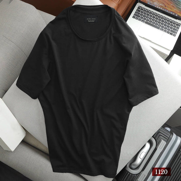 Zara Man Plain Dark Grey T-Shirt - 1120