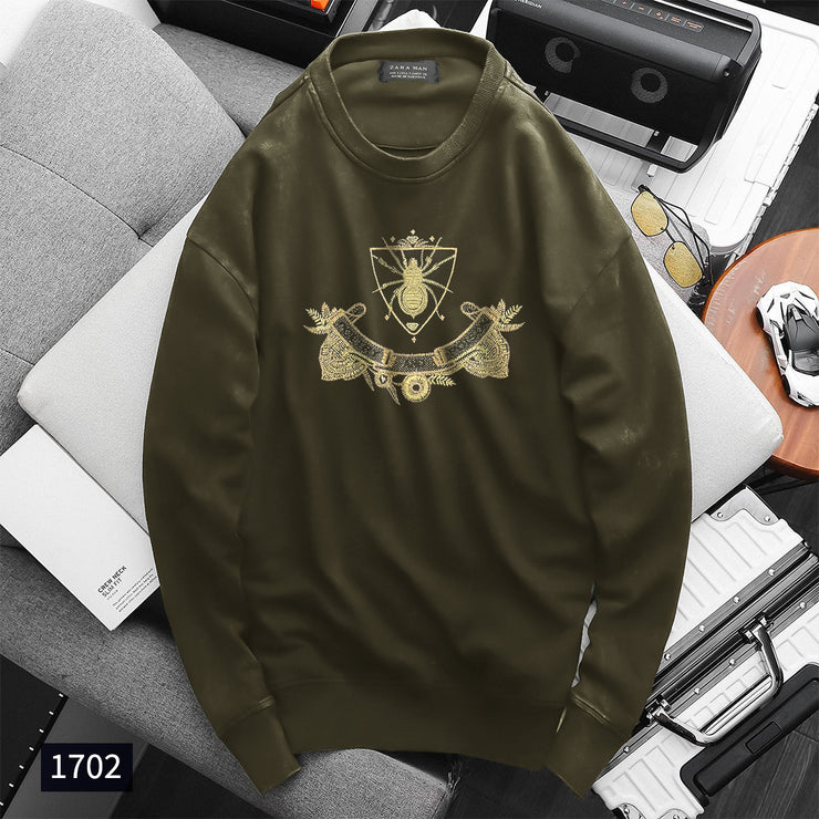 Zara Man Embroidered Green Sweatshirt - 1702