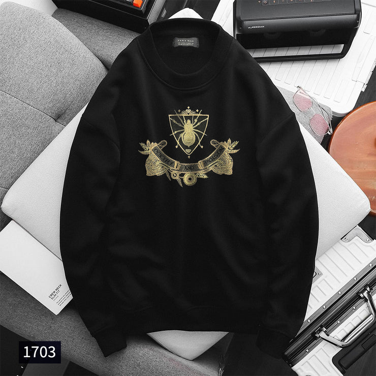 Zara Man Embroidered Black Sweatshirt - 1703