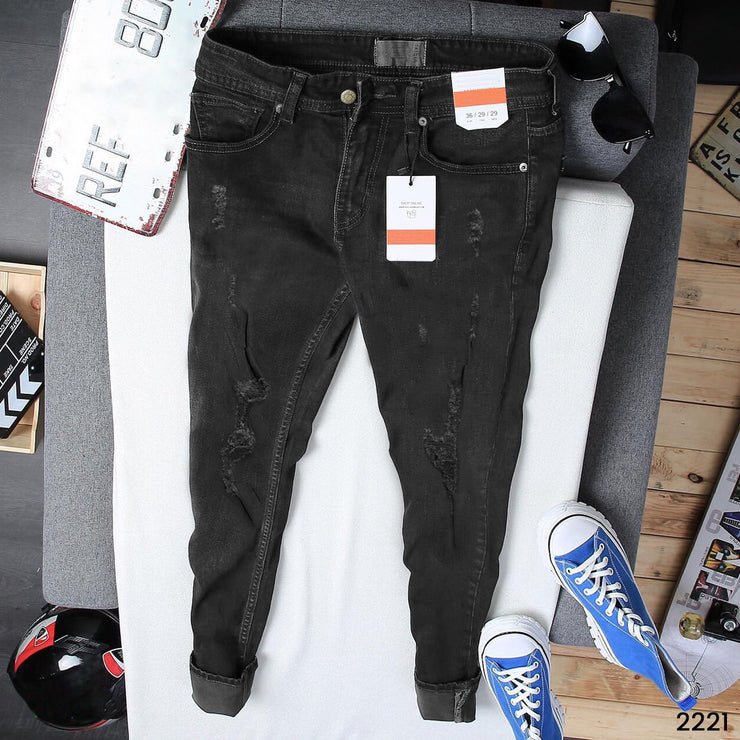 Jet Black Ripped Jeans - 2221