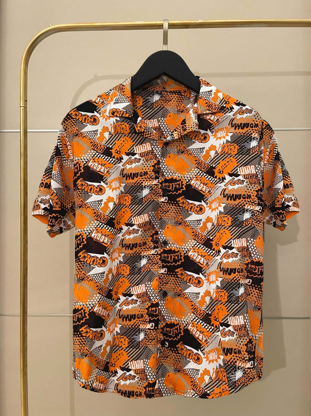 Printed Shirt - PRSH172 (Orange)