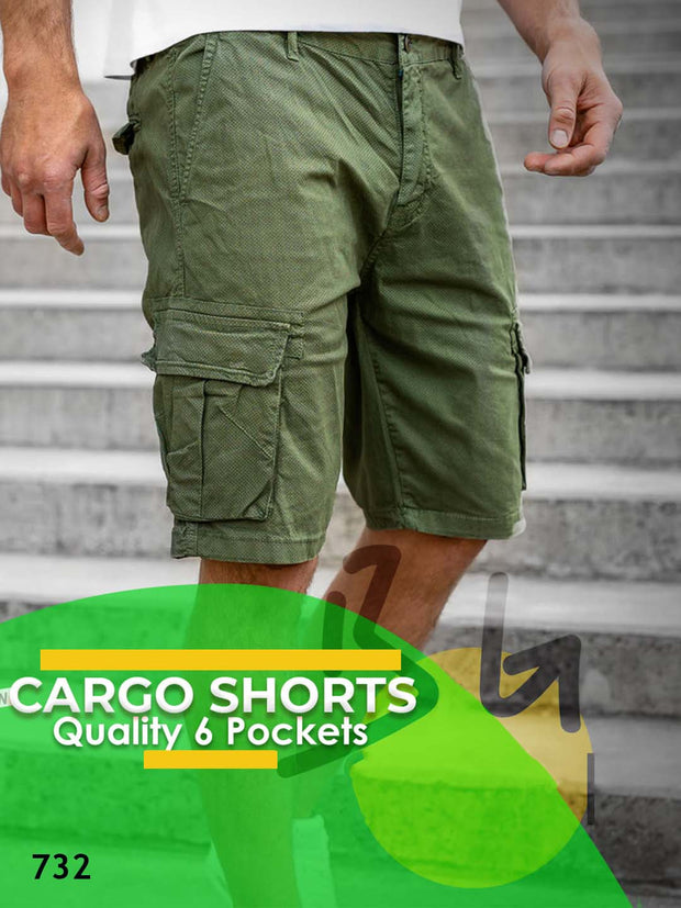 Olive Green Cargo Shorts -0732