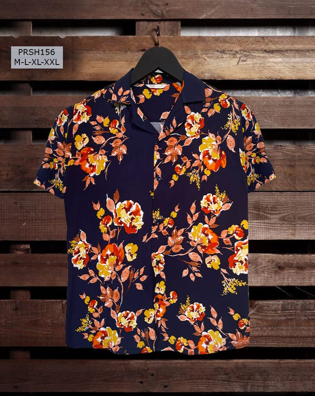 Printed Shirt - PRSH156 (Black flower)