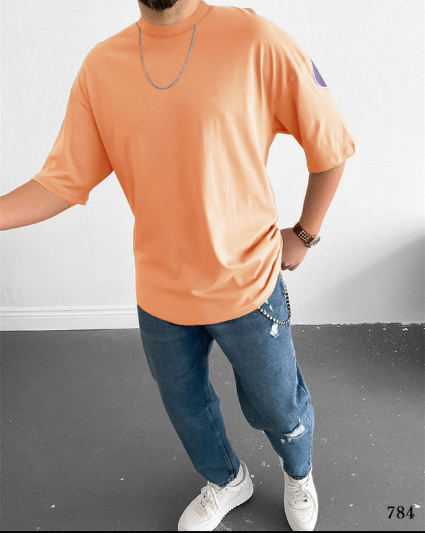 Oversize Selected Print T-Shirt  - Orange 2096